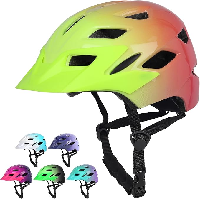 Kids Bike Helmet,Bavilk Kids Boys Girls Bike Helmets with LED Light Detachable Visor Children Youth Teen Multi-Sport for Skating Cycling Scooter Skateboard Adjustable & Lightweight 19.7"-22.4"