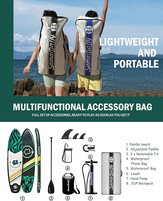 11'Stand Up Paddle Boards Surf Control with Premium SUP Board Accessories Backpack & Removable Fins, 34" Wide Inflatable Paddle Boards of All Skill Levels