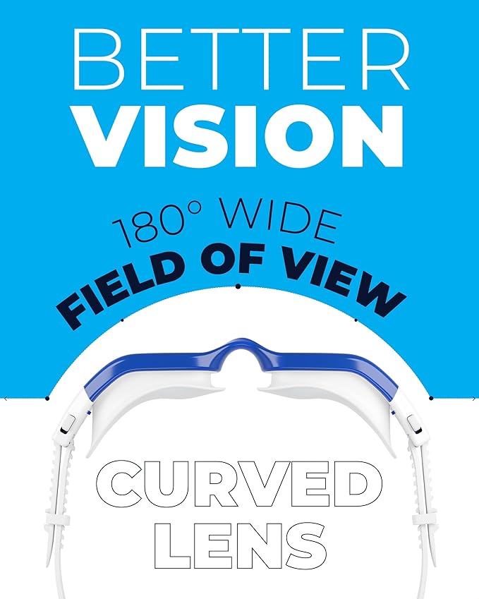 AqtivAqua Swimming Goggles, DX Wide View Swim Goggles for Adult Men Women, Anti Fog No Leaking