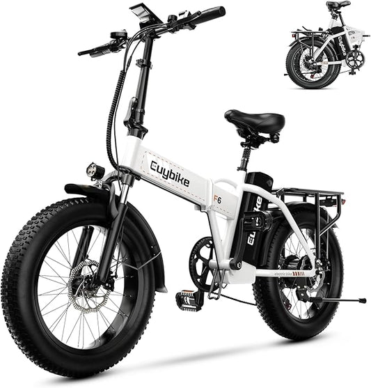 1000W Folding Electric Bike, 48V 20AH Large Removable Battery E Bike, 30+MPH, 80 Miles Max Range, 20" Fat Tire Electric Bike for Adults, Adult Electric Bicycles for Commute Beach Snow