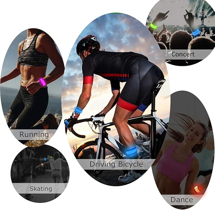 LOBKIN Safety Bracelets, LED Slap Armband Kids Walking at Night Safe LED Light Wrist Light Reflective Belt, Magic Band Running Lights for Runners