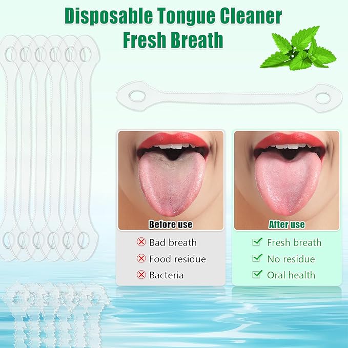 100 Count Disposable Tongue Scraper, Plastic Tongue Cleaner for Adults and Kids, Tongue Scrubber for Oral Care, Promote Fresh Breath