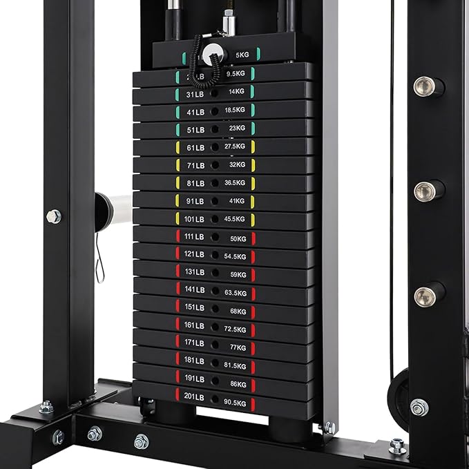 Altas Strength Light Commercial Smith Machine Home Gym with Pulley System Squat Rack Pull-Up Bar Total Body Cage Workout Equipment Tower Weight Lifting Leg Press Strength Training 3087B