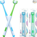 3 Sided Autism Toothbrush 360° Oral Teeth Cleaning Design U-Shaped Toothbrush 2 PCS Adult Soft Bristles Soft and Gentle for Complete Tooth and Gum Care (Blue + Green)