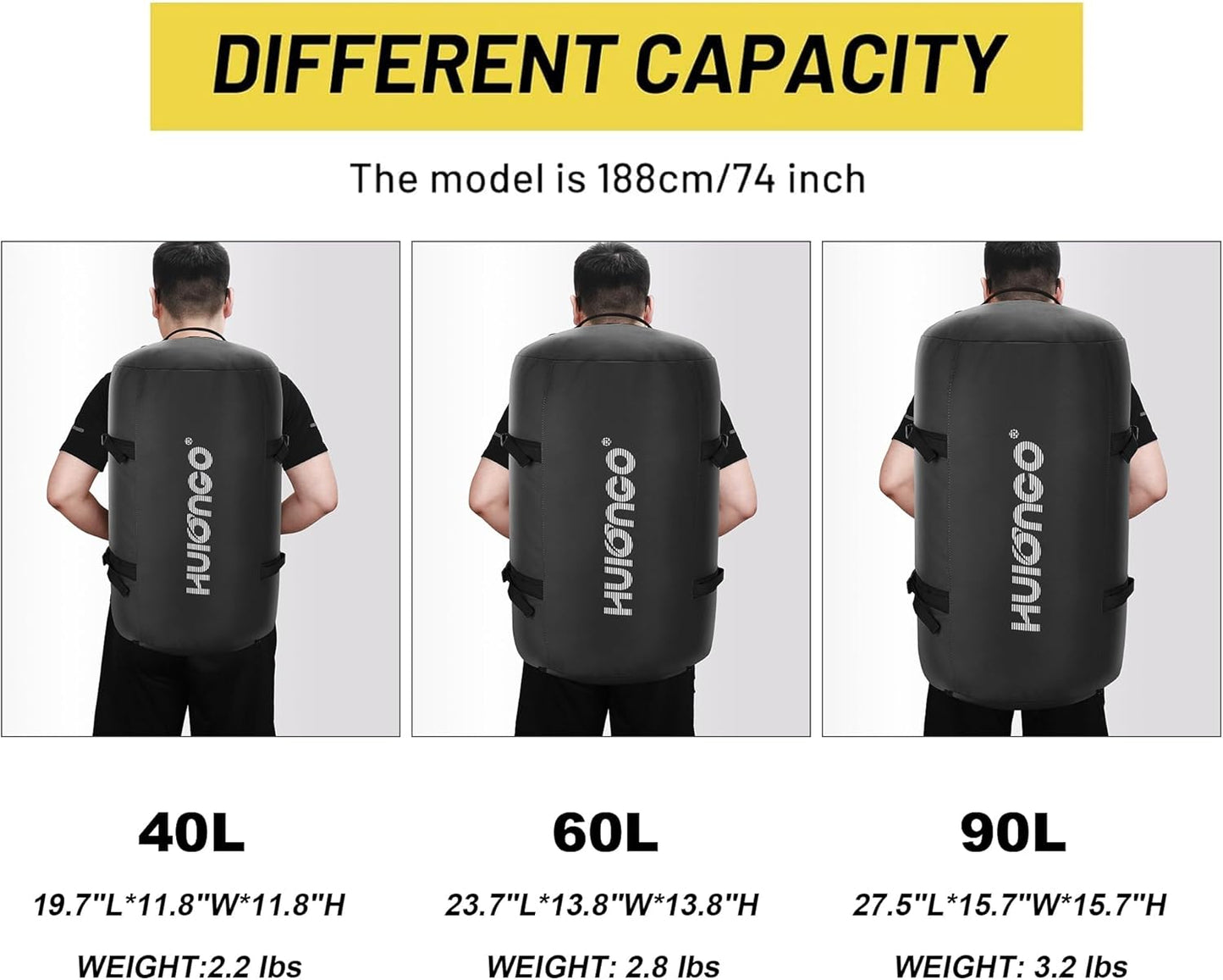 40L/60L/90L Large Waterproof Duffle Bag Backpack for Men, Mens Duffel Backpack Bags for Traveling, Heavy Duty (Black, 60L)