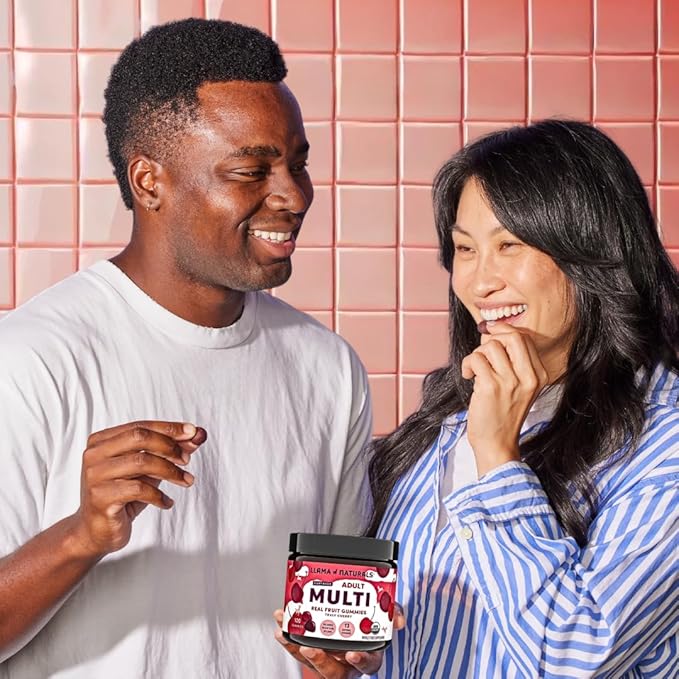 Llama Naturals Multivitamin for Women and Men, Vegan, Organic Gummies with Vitamin D, C and K, Adults Real Fruit Gummy Vitamins, Chewable Multivitamin Supplement, No Added Sugar Cane, Cherry, 120 Ct