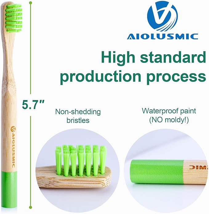 Bamboo Toothbrushes for Kids & Adults, Biodegradable Handles Medium Bristles Tooth Brushes 5 Pack for Kids+5 Pack for Adults (10 Count)