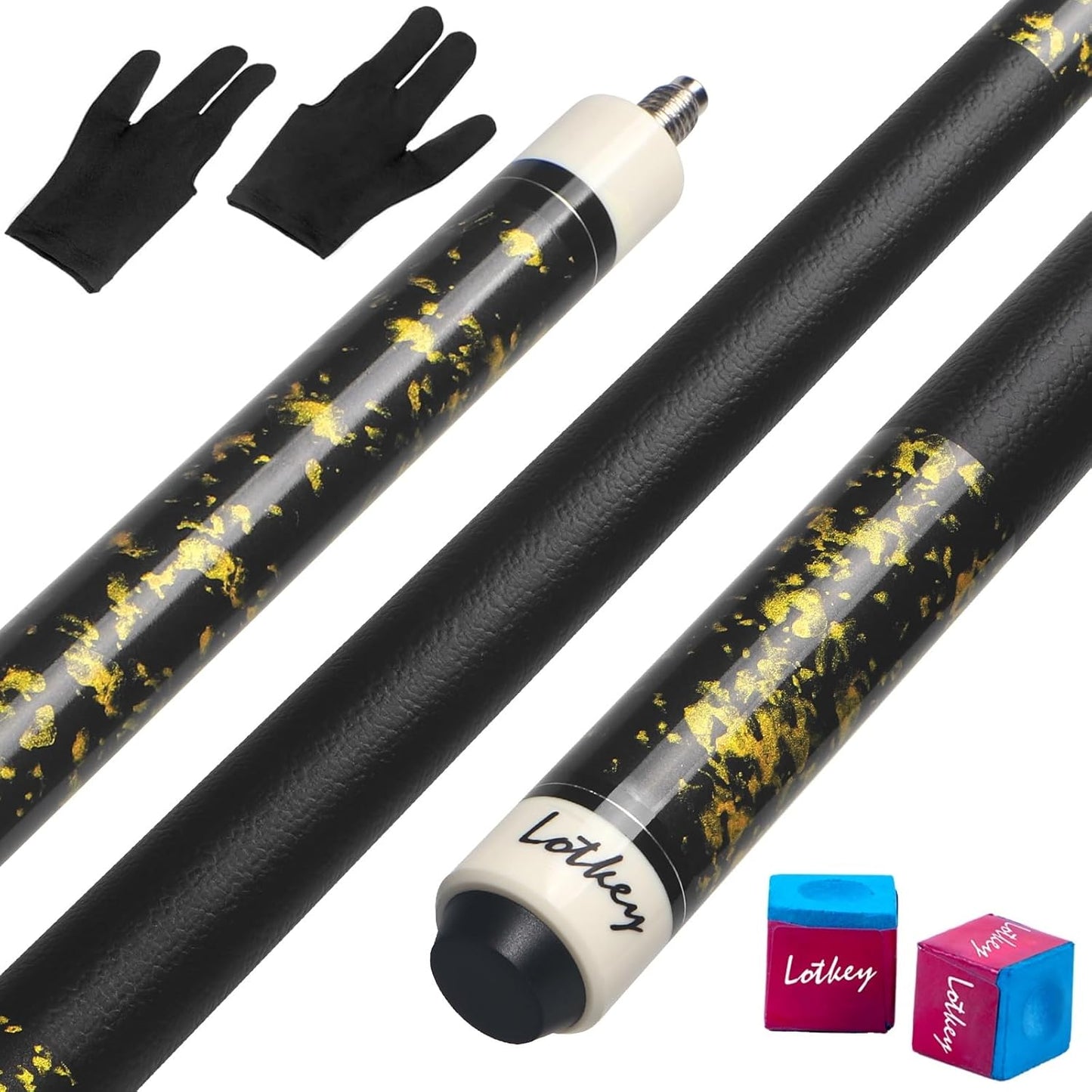 LOTKEY Pool Cue Set of 4-58 Inch 18~21 oz Canadian Maple Professional Billiard Cue Sticks, Pool Cue Stick with Extra 2 Pool Chalks, Pool Sticks for Adults, Durable, for Billiard Players