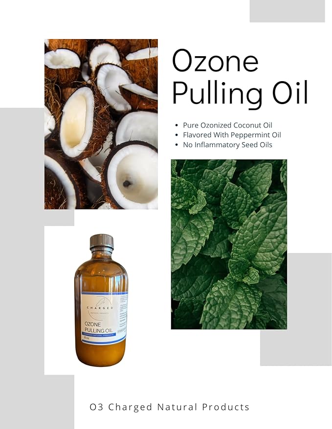 Ozone Pulling Oil, 8 oz, Ozonized Coconut Oil, Peppermint, Moisturizing, Soothing, Natural, Healing, O3 Oils