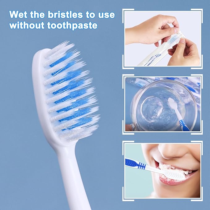 100 Prepasted Disposable Toothbrushes with Dental Floss Individually Wrapped Pre Pasted Toothbrushes Soft Bristle Travel Tooth Brush Single Use Wrapped for Hotel, Camping, Travel, Homeless