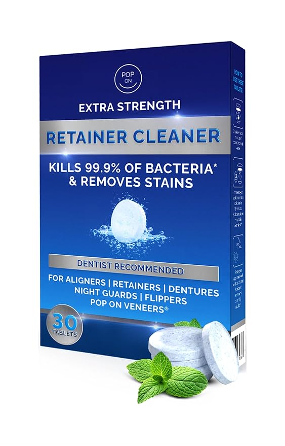Retainer Cleaner Tablets for Invisalign Approved for Ultrasonic Cleaners - 30 Denture Cleaning Tablet for Aligners, Night Guard, Mouth Guard - Denture Cleaners Tablet 1-Month Supply