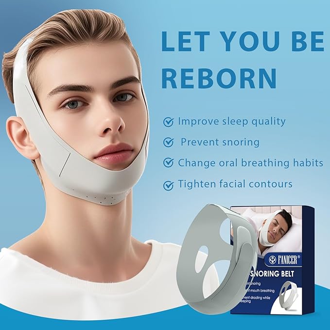 Chin Strap for Sleeping, Anti Snoring Chin Strap for Users, Chin Strap for Snoring Solution, Adjustable and Breathable Anti Snoring Chin Strap, Snoring Support for Men and Women