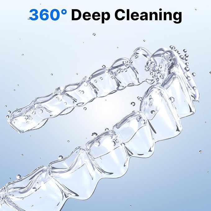 Ultrasonic Retainer Cleaner - UV Dental Cleaning Pod Night Guard Cleaner for Dentures, Aligner, Braces, Toothbrush Heads, Jewelry (Black)