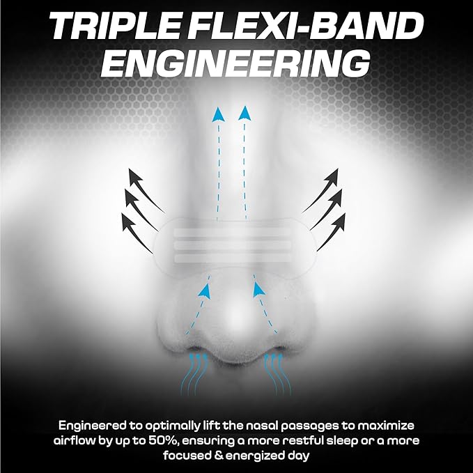 Performance Nose Strips for Breathing (60 Count) - Oil & Sweat Proof Adhesive - Athletic Nasal Strips for Snoring & Sleeping - Wide Body, Universal Fit, Extra Strength (Clear)