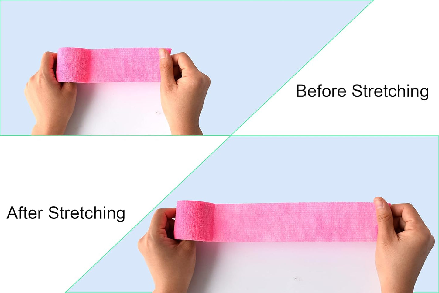 10 Pack Self Adherent Bandage Wrap Elastic Cohesive Bandage Self Adhesive Tape Vet Wrap Tape 2 Size (8Pack 2'' and 2Pack 1''), Pink