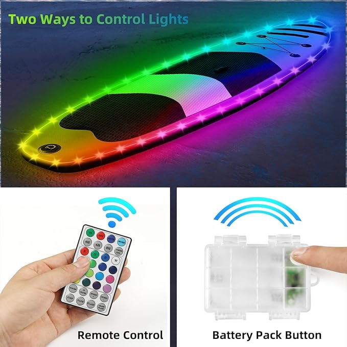 Kayak Paddle Board Lights Kit, IP68 Waterproof Dream Color SUP Glow Light with Remote, Battery Powered Kayak Lights for Night Kayaking SUP Canoes, Marine Pontoon Boats Light (26FT)