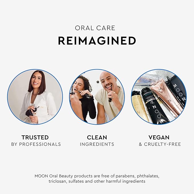 MOON Dissolving Teeth Whitening Strips, 28 Platinum Express No Rinse White Strips, Winter Mint, Hydrogen Peroxide & Essential Oils, Whiten Sensitive Teeth up to 8 Shades in 1 Week, Travel Essentials