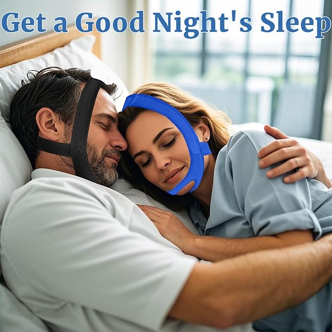 Snoring Chin Strap for Users, 2 Pack Adjustable Jaw Support Chin Strap to Keep Mouth Closed, Soft Snoring for Men Women, Lightweight Reusable, Snoring Dry Mouth, Comfort Fit Nighttime Sleeping Aid