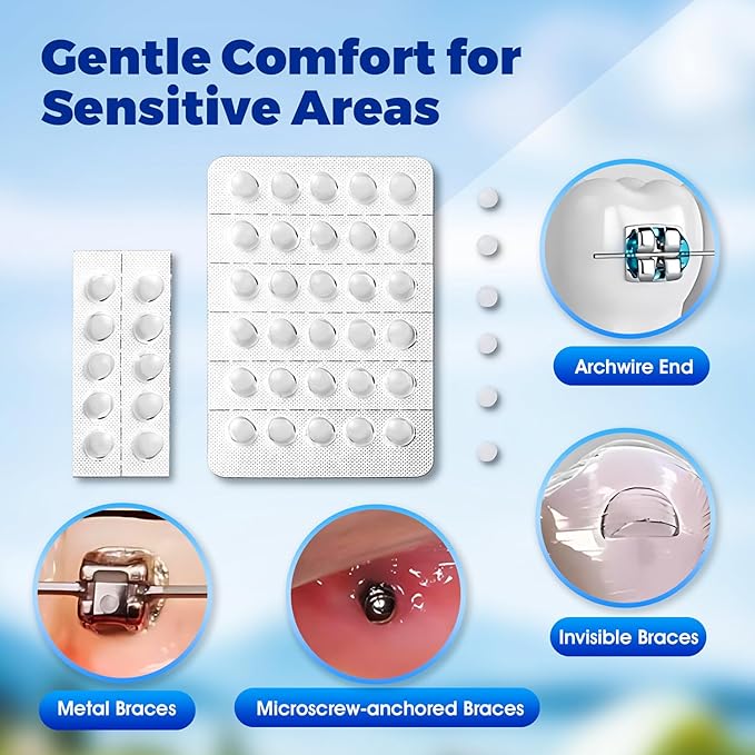 240 Pieces Pre-Cut Orthodontic Wax for Braces, Individually Wrapped Dental Wax for Braces Relief, Easy to Use, Unscented，Safe & Gentle, Hygienic orthodontic dots for Orthodontic Care