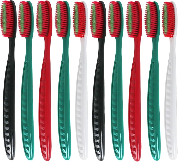 Big Head Manual Toothbrush - 10 Pack, Ultra Soft Bristle Toothbrushes for Adults, Extra Soft Flossing Toothbrush for Sensitive Teeth