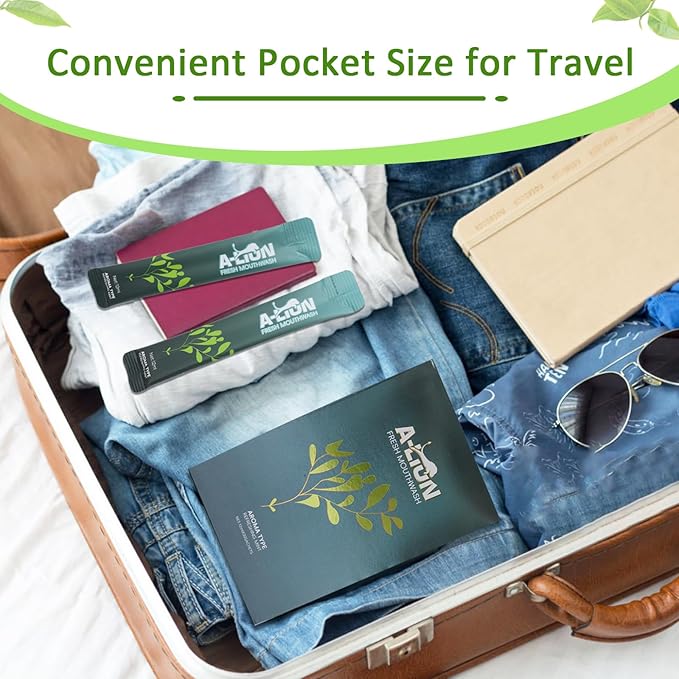 A-LTON Fresh Mouthwash Travel Packets, 30 Single-Use Pouches, Mint Flavor, Alcohol-Free, 24-Hour Fresh Breath (1)