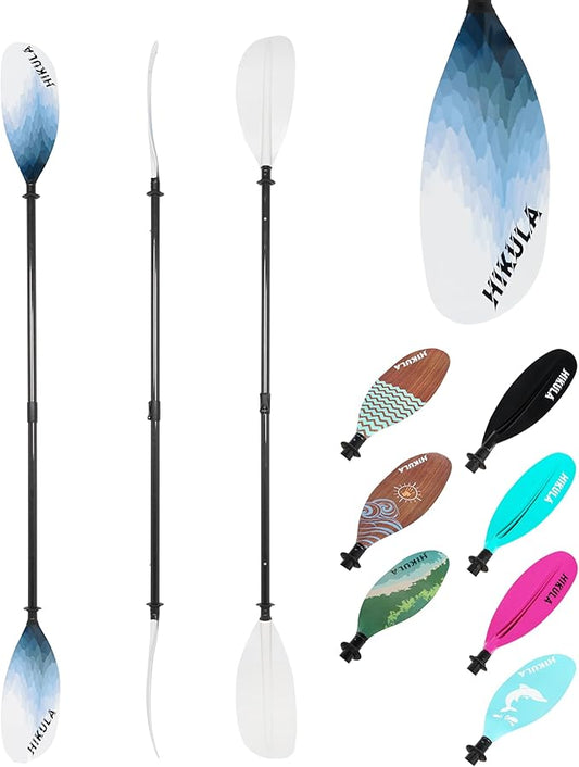 Adjustable Kayak Paddle with Carbon Shaft and PP Blade Available in 220-230/220-240/230-250cm Floating Lightweight Kayak Oars with Original Pattern