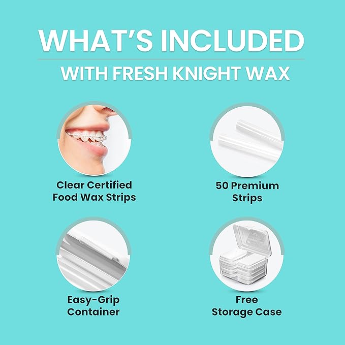 Fresh Knight Braces Wax. Dental Wax for Braces & Aligners - Premium Orthodontic Strips Food Grade (Multicolor)
