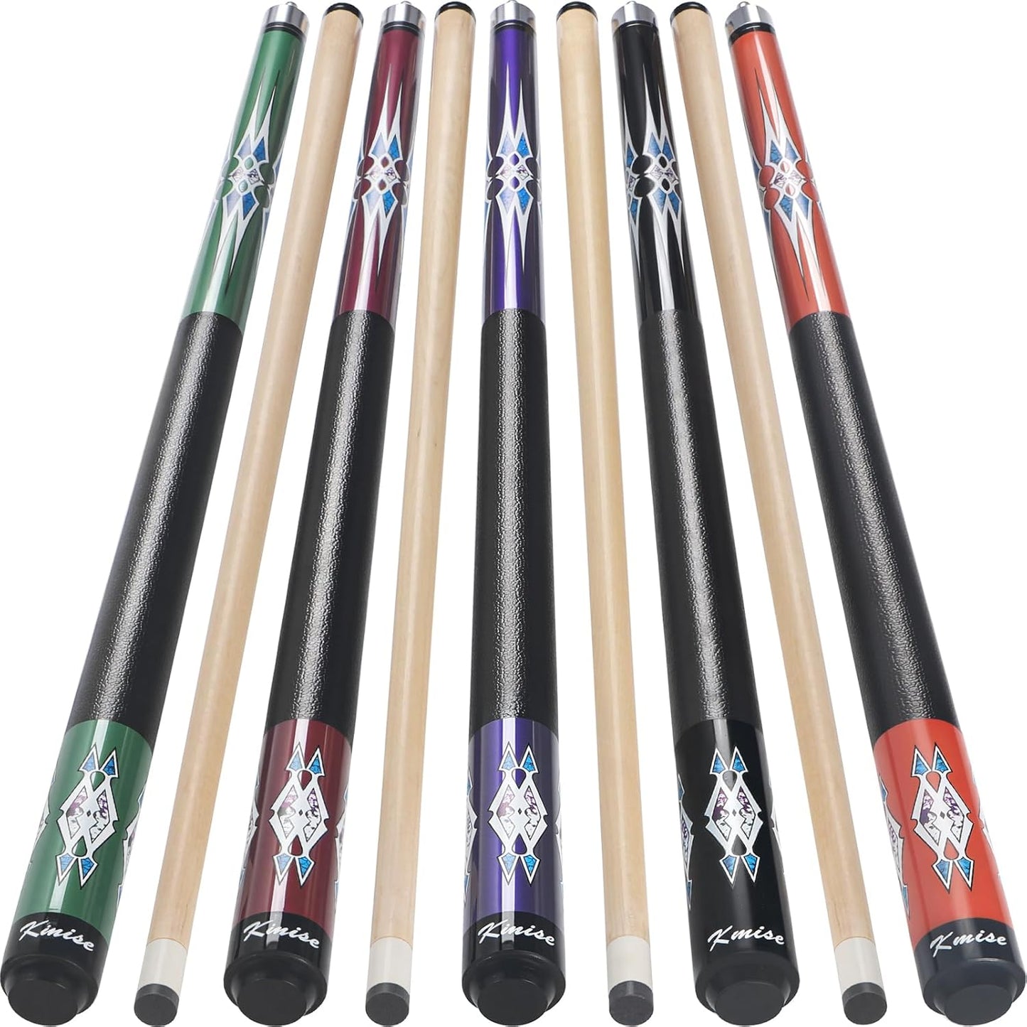 Kmise Pool Cue Stick Set - 58 Inch Pool Cues, 18~21Oz Canadian Maple Professional Billiard Cues Sticks, Pool Sticks for Adults, Multiple Colors, Pool Stick for Bar House Pool Tables Sports