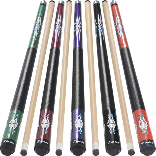 Kmise Pool Cue Stick Set - 58 Inch Pool Cues, 18~21Oz Canadian Maple Professional Billiard Cues Sticks, Pool Sticks for Adults, Multiple Colors, Pool Stick for Bar House Pool Tables Sports