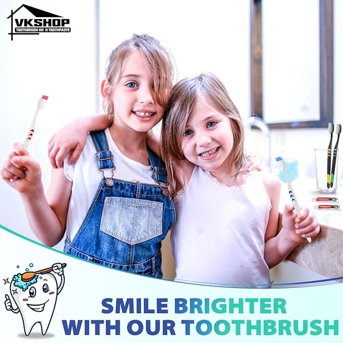 60 Pack Disposable Toothbrush with Toothpaste, Individually Wrapped Travel Toothbrush Sets, Soft Bristles for Travel, Hotels, Camping, Emergency Kits, Dental Offices (White, Toothpaste 5g)