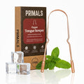 PRIMALS Copper Tongue Scraper - Fresher Breath & Improved Oral Health - Natural Ayurvedic Cleaner for Daily Detox - Rust-Resistant, Eco-Friendly with Travel Cloth Pouch Included (1 Count)