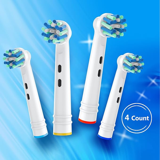 Replacement Toothbrush Heads Compatible with Oral B Electric Toothbrushes, 4pcs, Round Head Fits for CrossAction, Accessories for Vitality Plus