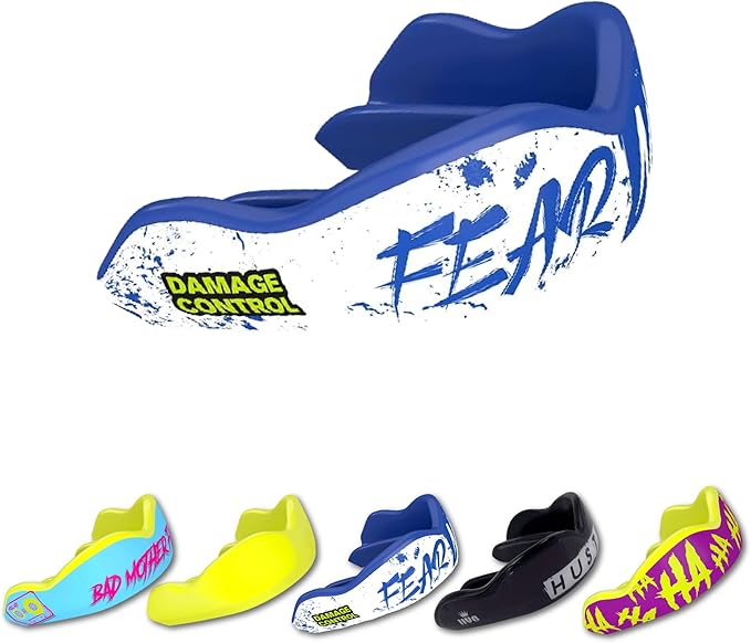 DAMAGE CONTROL High-Impact Mouth Guard – Sports Mouthguard for Boxing, Football, Hockey, Lacrosse & Basketball, Protects Teeth & Jaw, Protective Mouthpiece for Adults & Youth (Adult, Fear None)