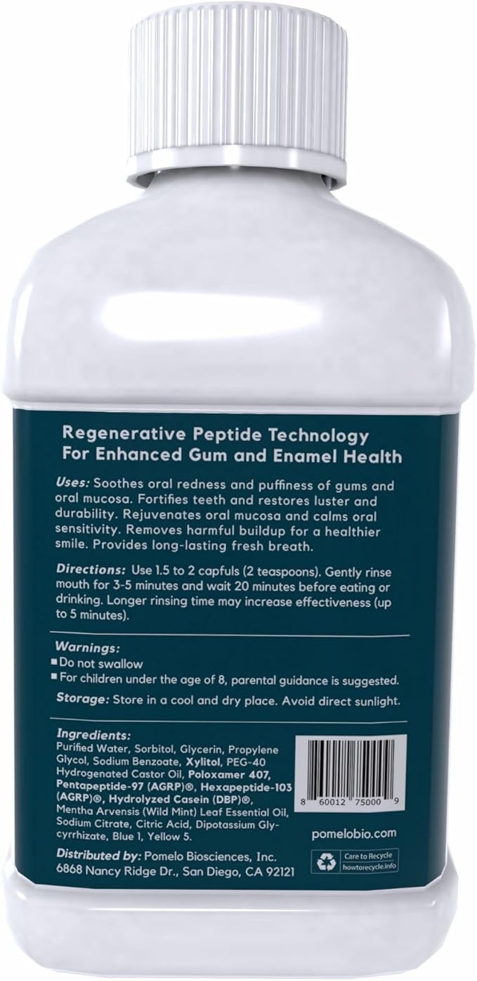 PEP+ BEAM Alcohol-Free Fluoride-Free Mouthwash with Peptides and Xylitol, Oral Rinse for Enamel Strength, Gum Support, Fresh Breath, Microbiome Balance, Dentist Inspired, Travel Size 3.4oz (2 Pack)