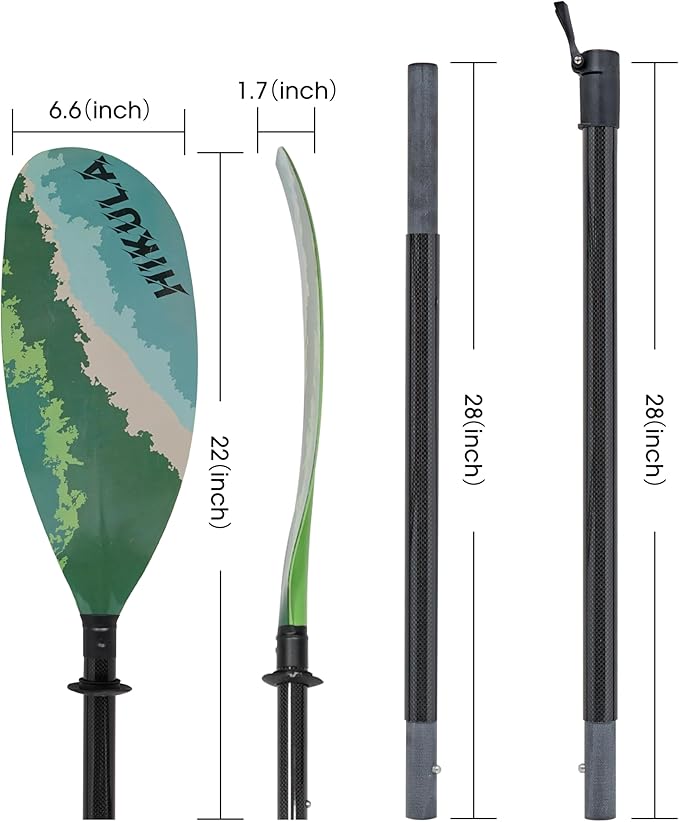 Adjustable Kayak Paddle with Carbon Shaft and PP Blade Available in 220-230/220-240/230-250cm Floating Lightweight Kayak Oars with Original Pattern