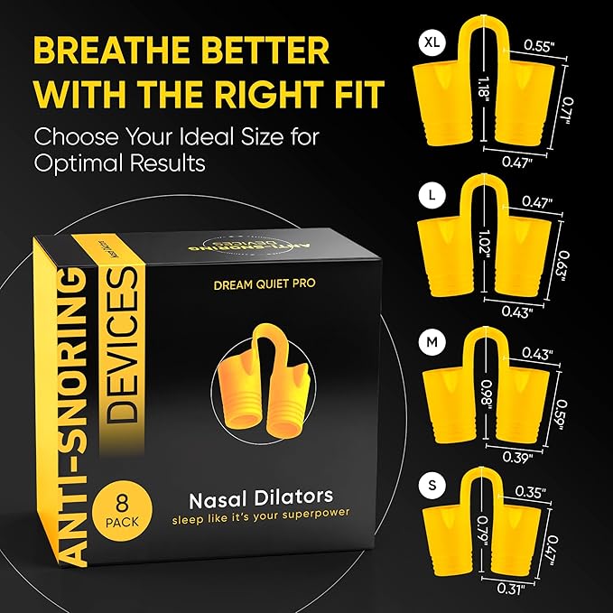 Anti Snoring Nose Vents – Nasal Dilators for Snore Relief & Better Sleep – Comfortable Silicone Snore Stopper – Anti Snoring Devices for Men & Women – 8 Pack + Travel Case