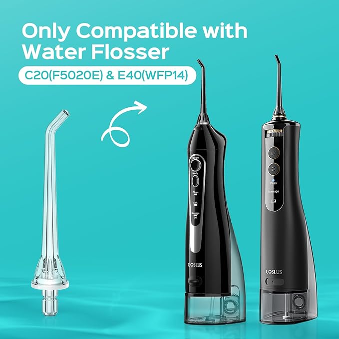COSLUS Original Water Flosser Replacement Tips: Replacement Heads Compatible with COSLUS, Aquasonic, Nicwell, Oralfree, WELLFINE, Hangsun, Tovendor Water Dental Pick, Flosser Accessory, 5 Classic Tips