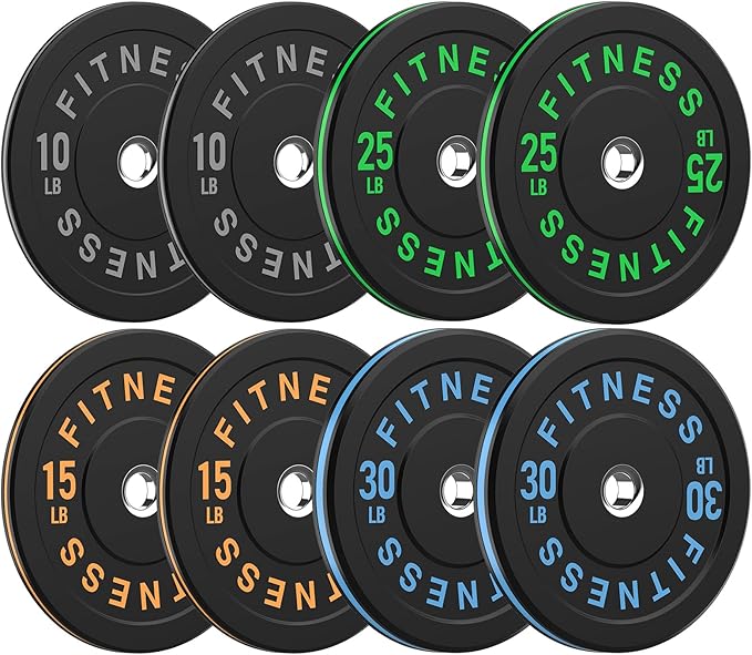 2 Inch Bumper Plates，10-500lbs，Barbell Rubber Olympic Weight Plates Set for Home Gym, Strength Training & Weight Lifting, Multiple Options Colors