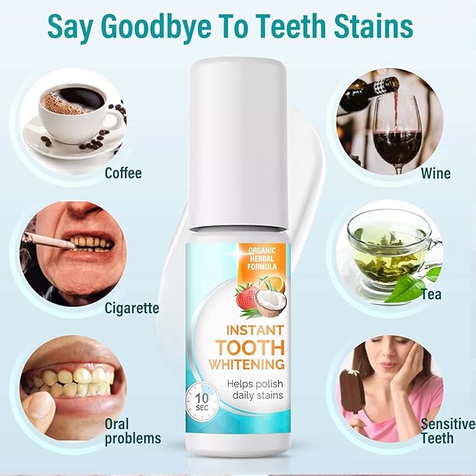 Tooth Paint, Instant Teeth Whitening Paint, Gentle & Safe White Paint for Teeth, Portable & Simple, Long-Lasting, Get Confident Smile