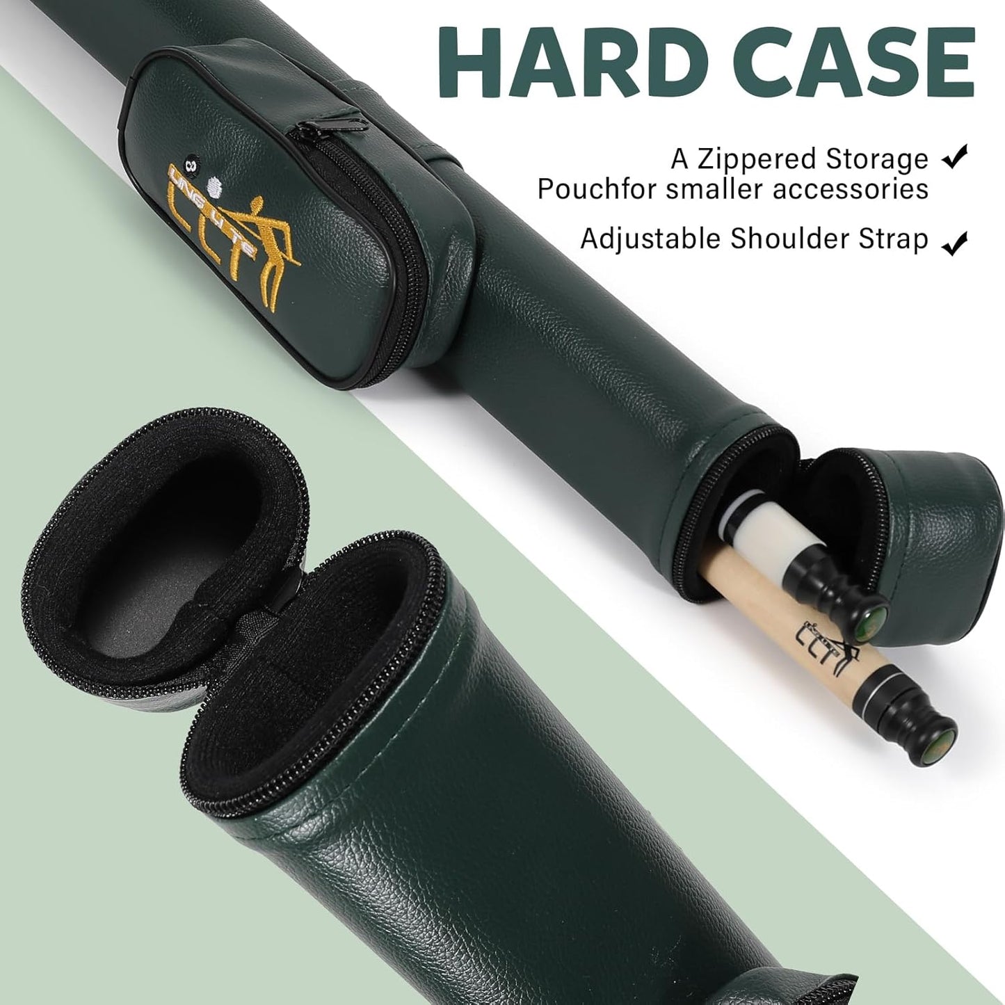 58-Inch Maple Wood Pool Cue, 2-Piece Design, 18oz-21oz – Durable Billiard Stick with Leather Case for Home, Bar, and Competitive Play