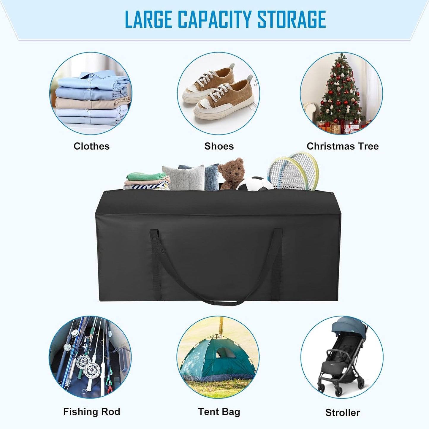 47" Sports Duffle Bag, 197L Extra Large Travel Duffel Luggage Bag with Upgrade 2-way Lockable Zippers, Durable & Water Resistant