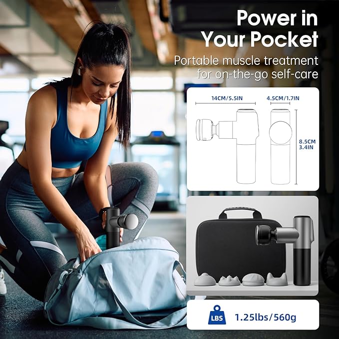 AERLANG Massage Gun Deep Tissue Massager with Heat and Cold Percussion Massage Gun Electric Mini Hand held Massager 5 Speed & 5 Massage Heads Messager Gun