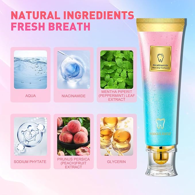 Niacinamide Whitening Toothpaste, Nicotinamide White Toothpaste, Clean The Mouth, Fresh Breath, Remove Tooth Stains, Teeth Whitening Toothpastes