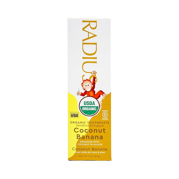 Radius USDA Kids Organic Toothpaste, Coconut Banana, 3 Oz (Pack of 1)
