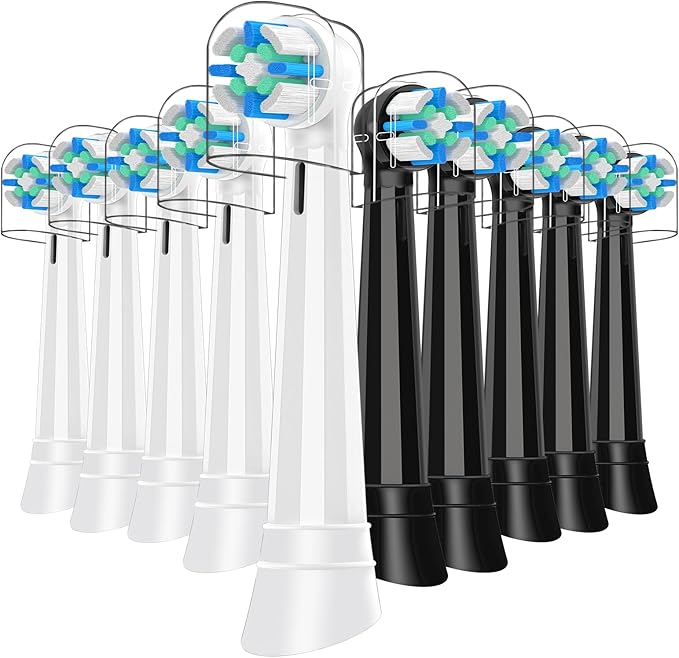 10 PCS IO Replacement Heads Compatible with Oral B IO 2/3/4/5/6/7/8/9/10/Deep Clean Series Electric Toothbrush, Brush Heads Compatible with Oral B IO for Teeth Cleaning (Black/White)