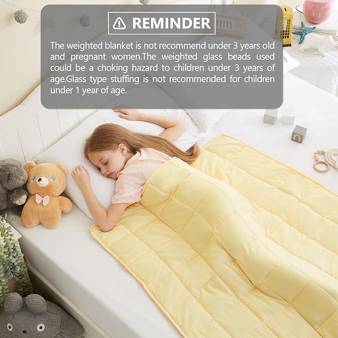 L'AGRATY Weighted Blanket - 40"x60" 7lbs Cooling Breathable Weighted Heavy Blanket Microfiber Material with Glass Beads Small Blanket for All-Season Summer Fall Winter Soft Thick Blanket