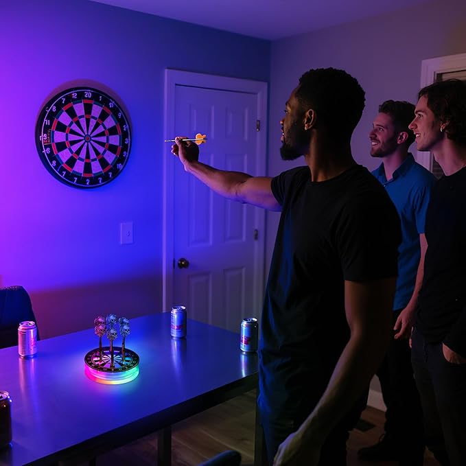 Light Up Dart Holder, Acrylic Dart Holder with Multiple Color Modes and Brightness Adjustment Function with Remote Control, Birthday Christmas Dart Gifts for Men or Darts Enthusiasts