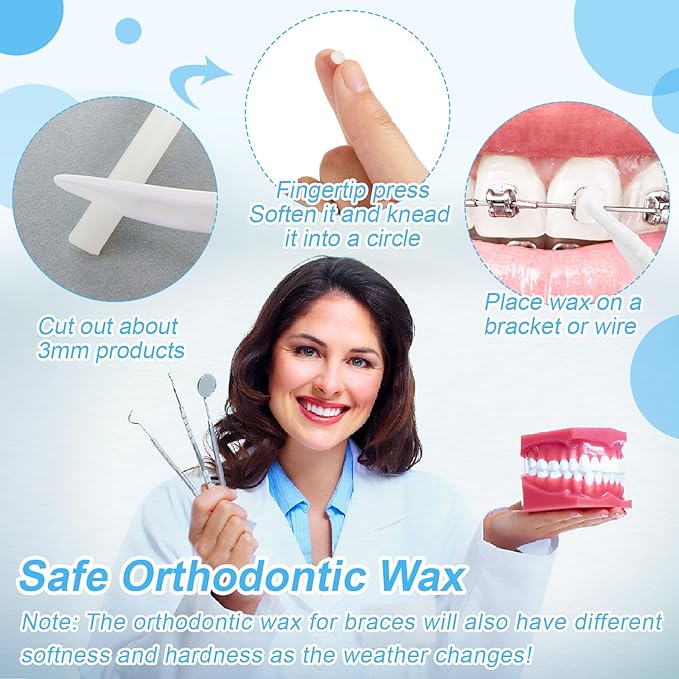 Tondiamo 40 Pack Clear Braces Wax for Teeth Dental Wearer Orthodontic Tooth Wax for Braces and Oral Appliances with Colorful Storage Case and Smell(Original, Mint)