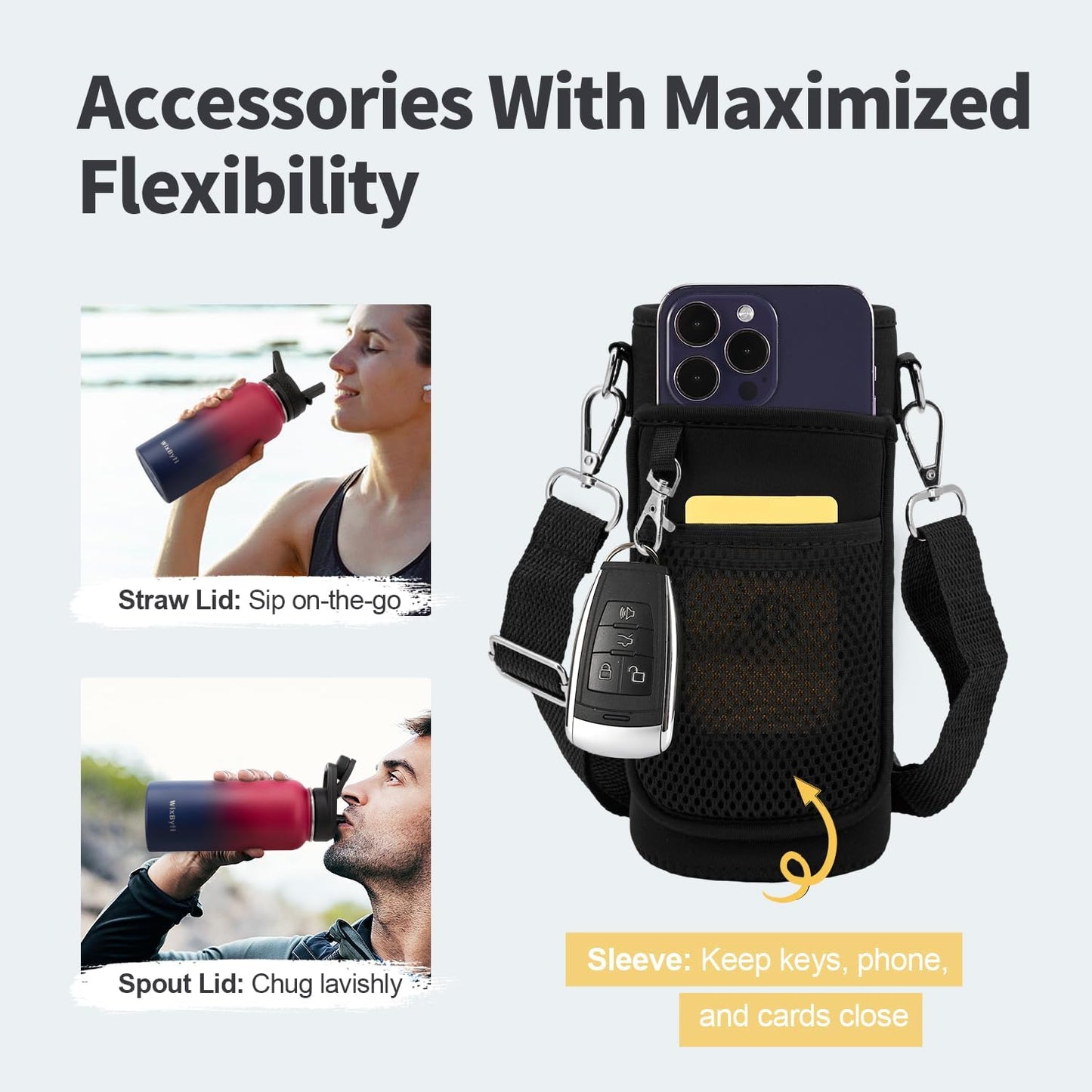 32 oz Insulated Water Bottle with Straw (Cold for 48 Hrs), Stainless Steel Triple Wall Vacuum Sports Water Jug, Leakproof Hydro Cup Flask with Paracord Handle & Straw Spout Lids & DIY Stickers