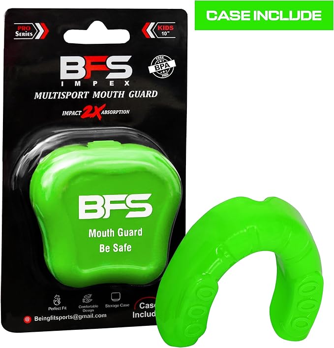 Sports Mouth Guard for Kids,Youth,Boys,Girls,Child Teen Mouthguard with Case (BPA Free) for Boxing, Martial Arts,MMA Karate,Lacrosse,Football,Soccer and All Contact Sports (Flu Green)